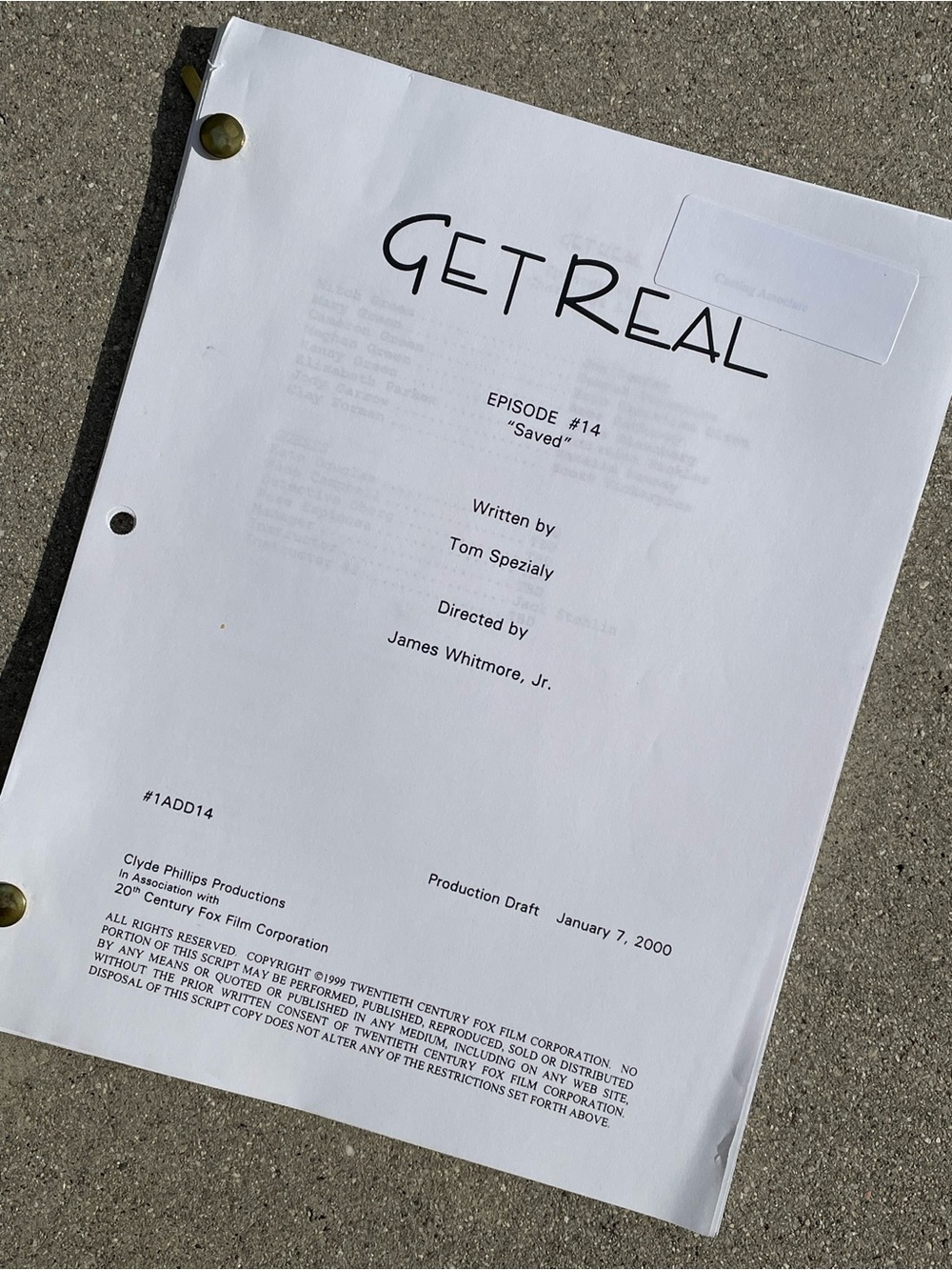 Get Real 90s TV Series Anne Hathaway Jesse Eisenberg Production Used Script 14